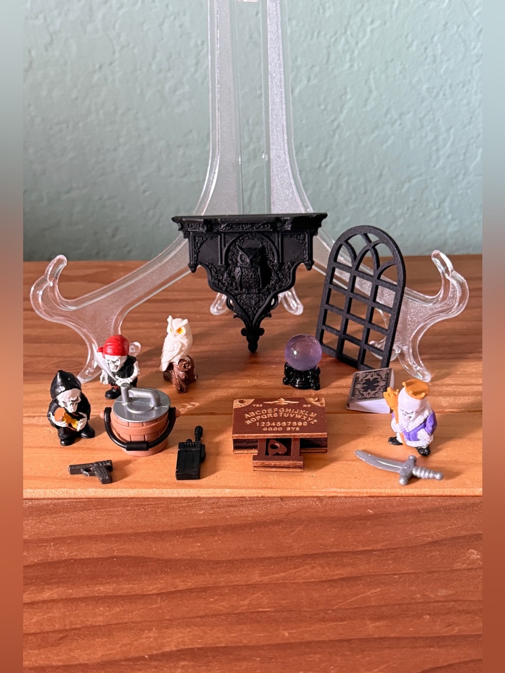 Halloween Miniature Toy Lot 14pc Skeleton Pirates Wizard Ouija Crystal Ball